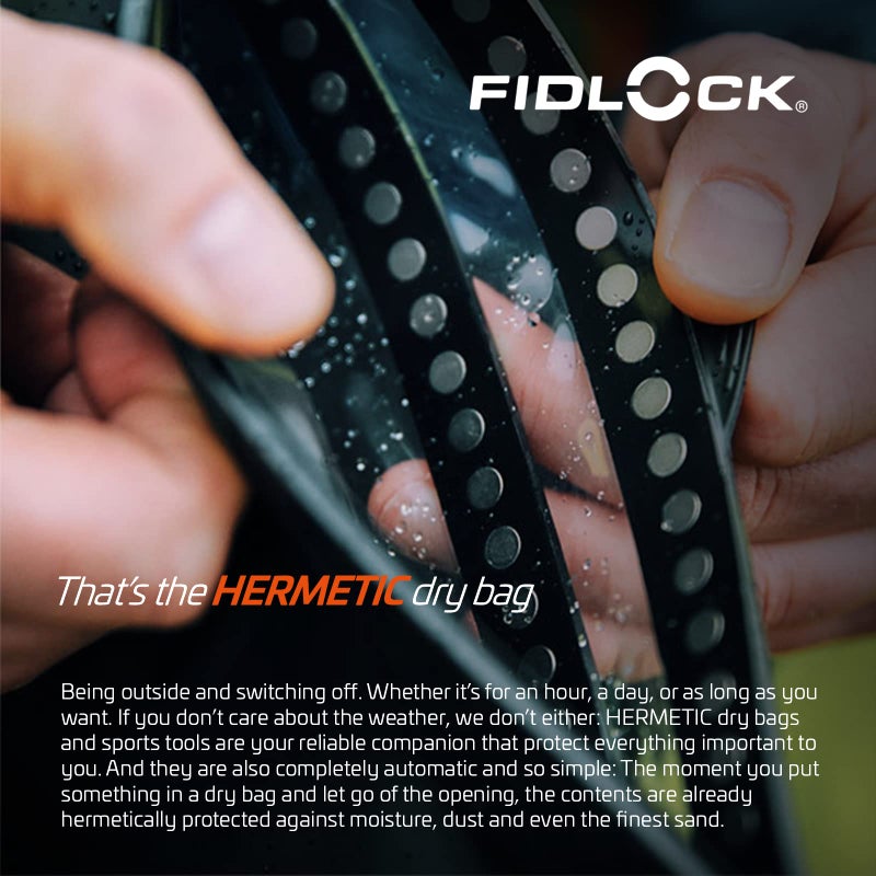 FIDLOCK Hermetic Dry Bag Flexible Magnetic Self-Sealing Bag for Cellphone | 100% Water & Sand Proof | Practical Size with a Large Opening | Lanyard Included | Medi | Orange Transparent - Image 4